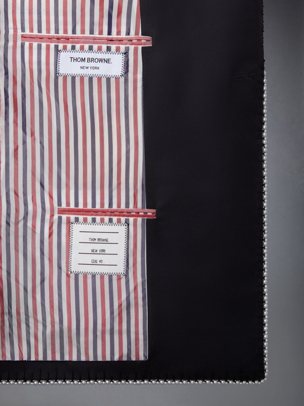 Manteaux Thom Browne Super 120s Wool Twill Classic Sport With Pearls Femme Noir | LSA45K73268