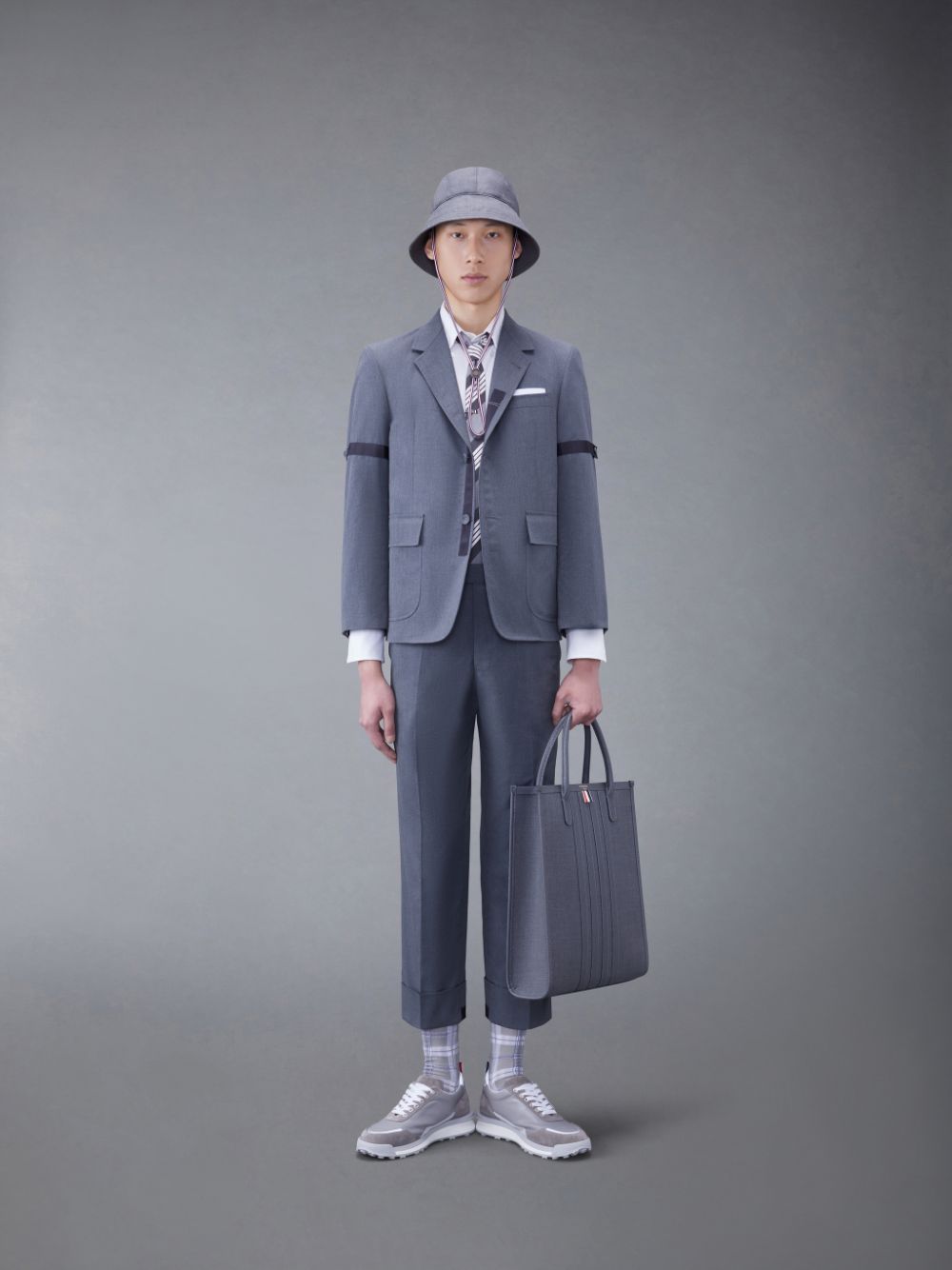 Manteaux Thom Browne Typewriter Cloth Armband Sport Homme Grise | SGR03I85298