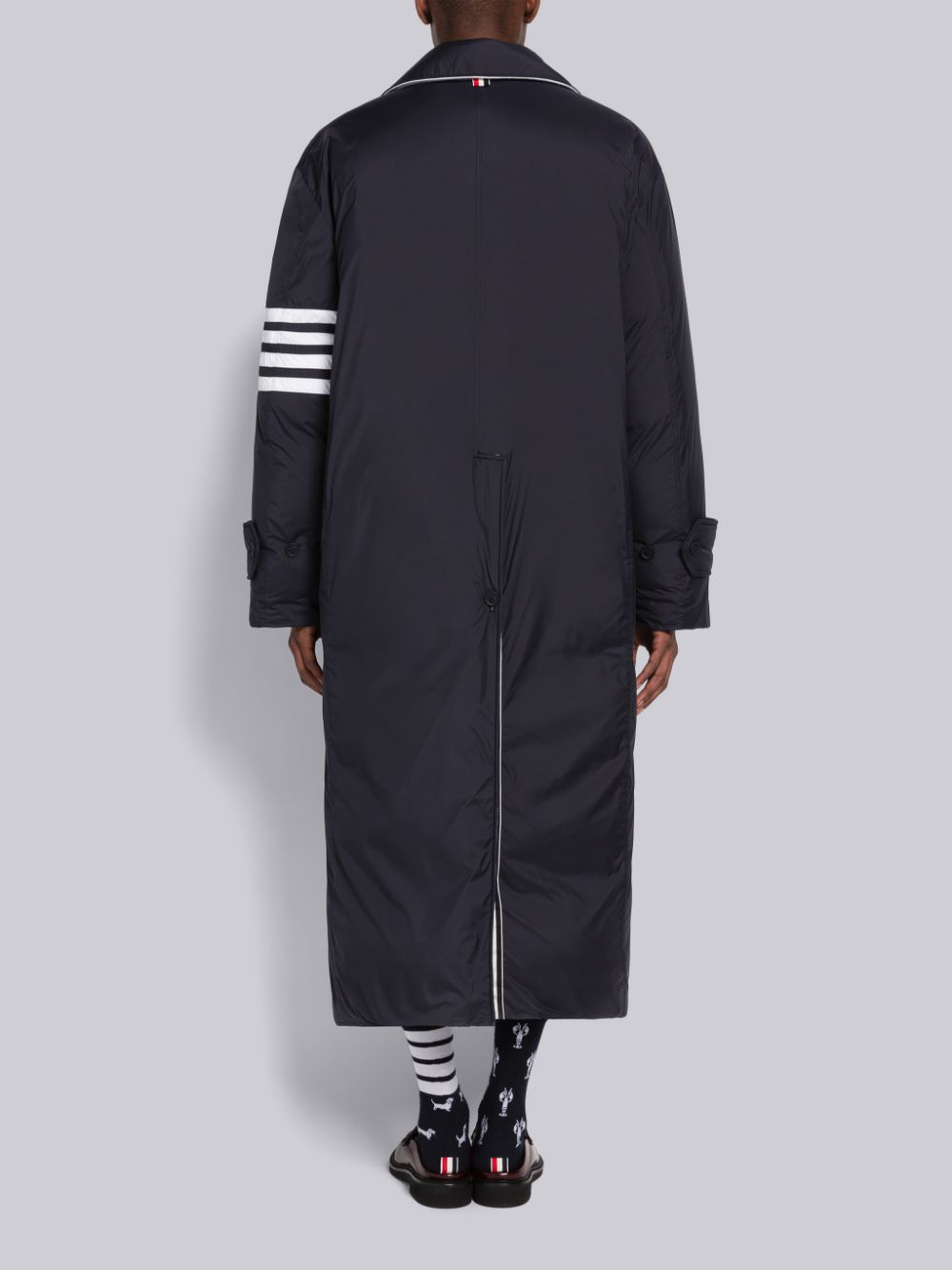 Manteaux Thom Browne Ultra Light Nylon 4-Bar Down Filled Oversized Pea Homme Bleu | VJK25A22085