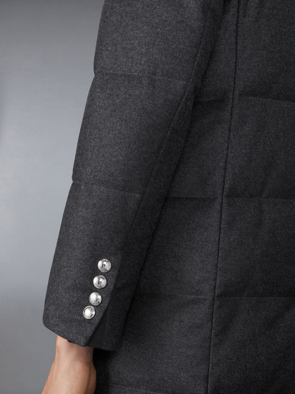 Manteaux Thom Browne Wool Flannel Down Fill Classic Bal Collar Homme Grise | MQE44L18799