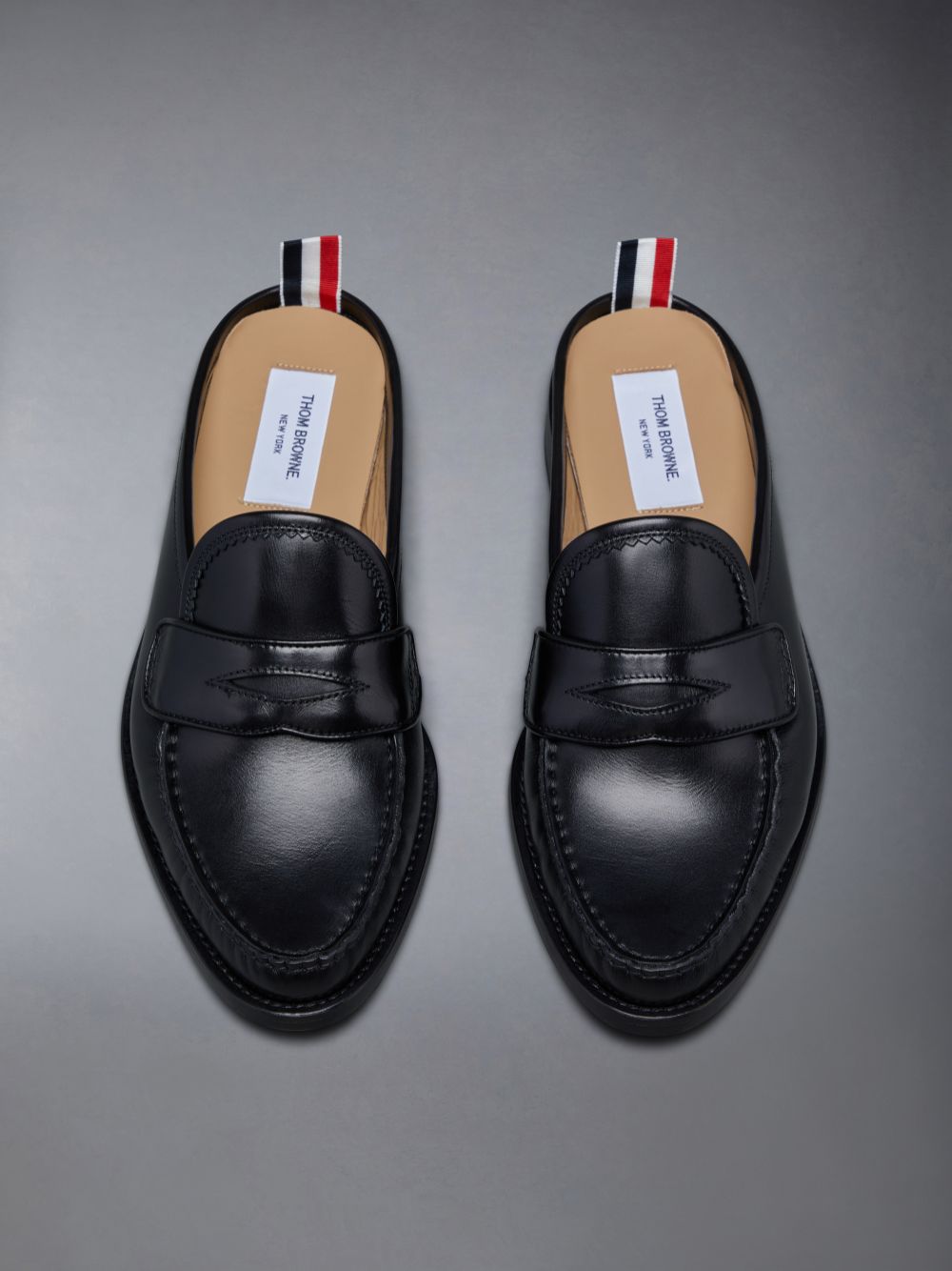 Mocassin Thom Browne Calf Flexible Leather Sole Pleated Penny Homme Noir | XUV06U23717