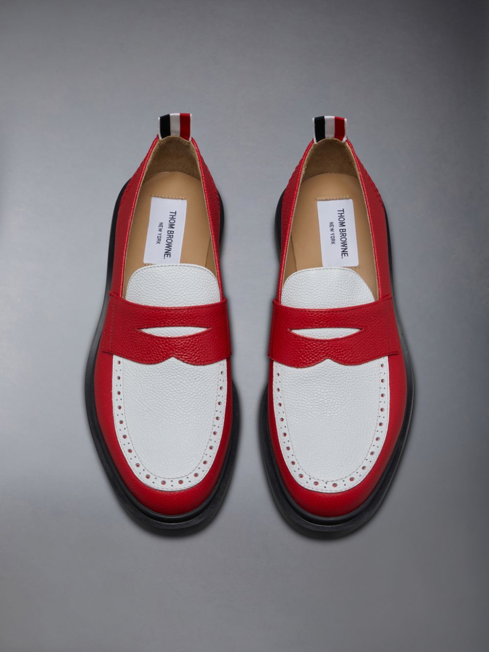 Mocassin Thom Browne Pebble Grain Leather Penny Femme Rouge | LQE11Q93870