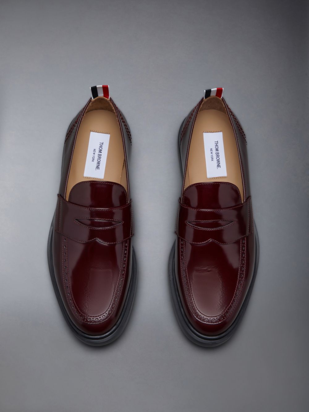 Mocassin Thom Browne Polished Calf Penny Homme Rouge | PJP44V99129