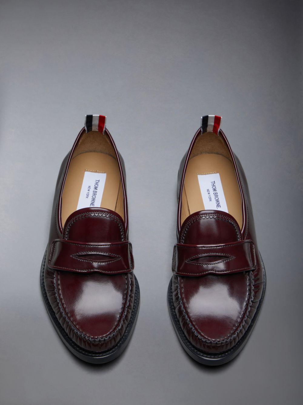 Mocassin Thom Browne Spazzolato Pleated Varsity Femme Rouge | TNG71C94686