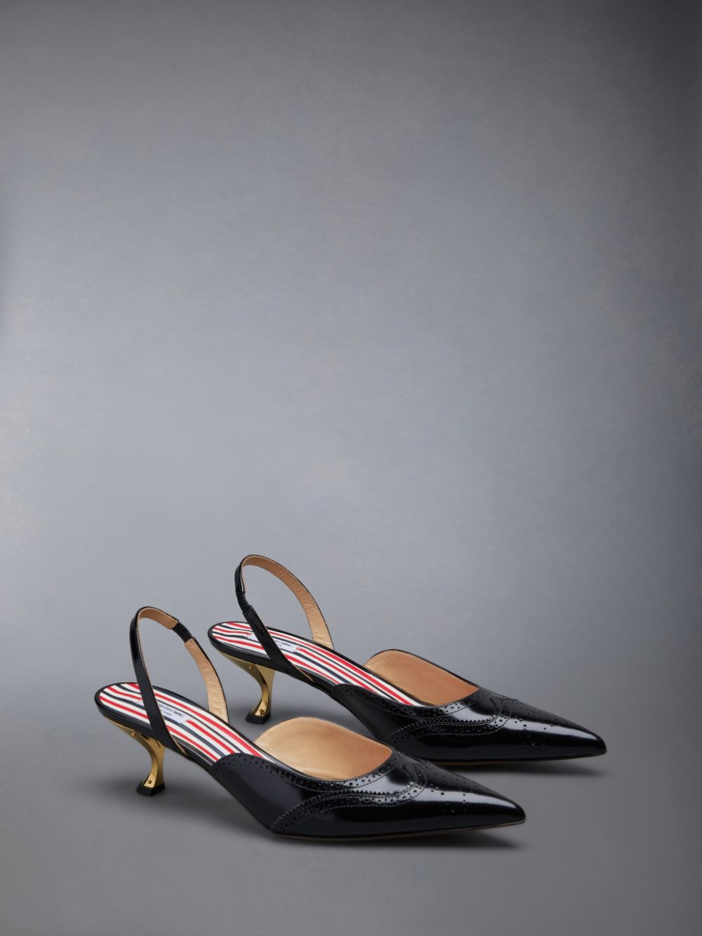 Mules Thom Browne Smooth Calf Wingtip Curved Heel Slingback Femme Noir | BNP54N27897