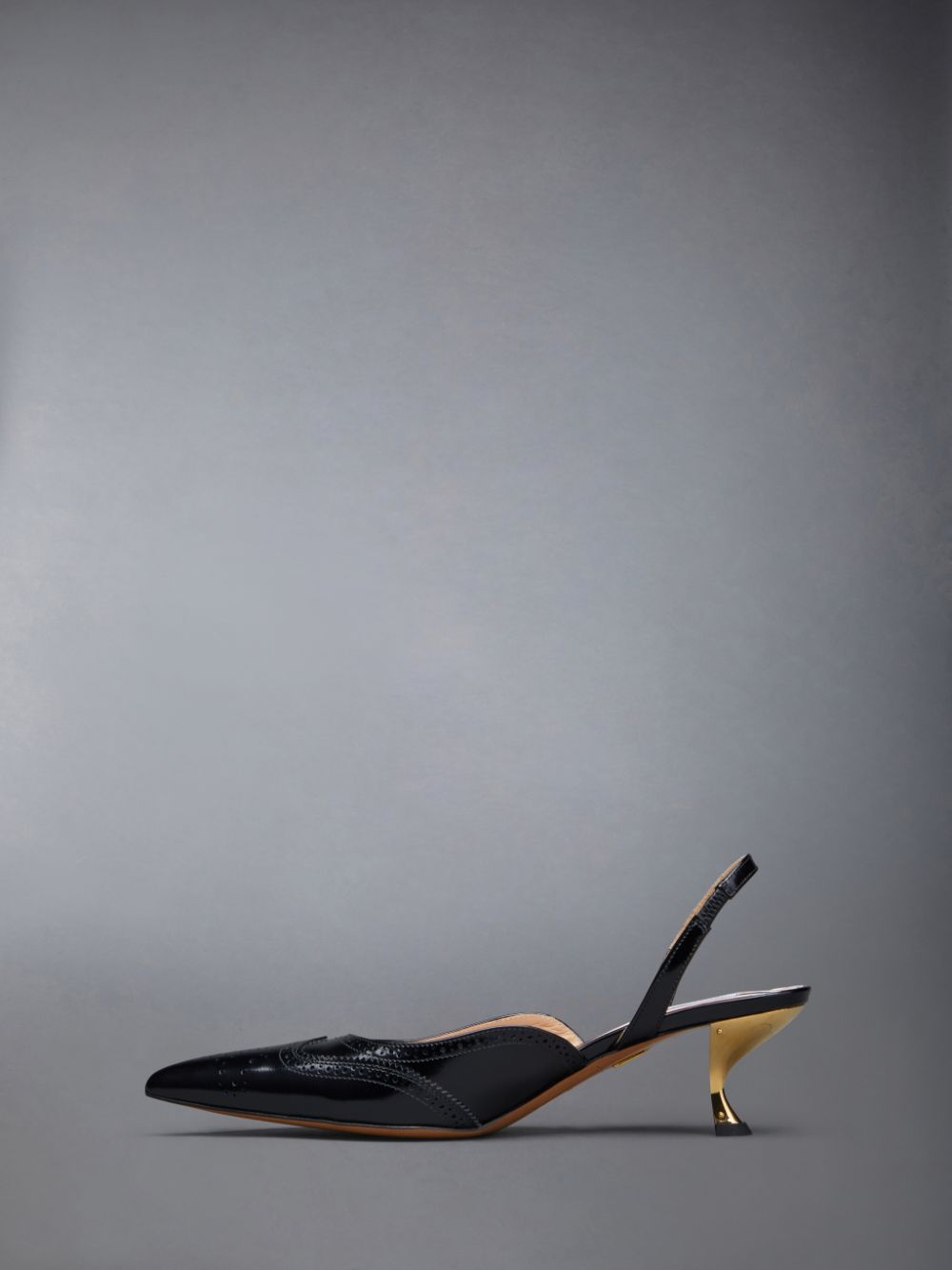 Mules Thom Browne Smooth Calf Wingtip Curved Heel Slingback Femme Noir | BNP54N27897