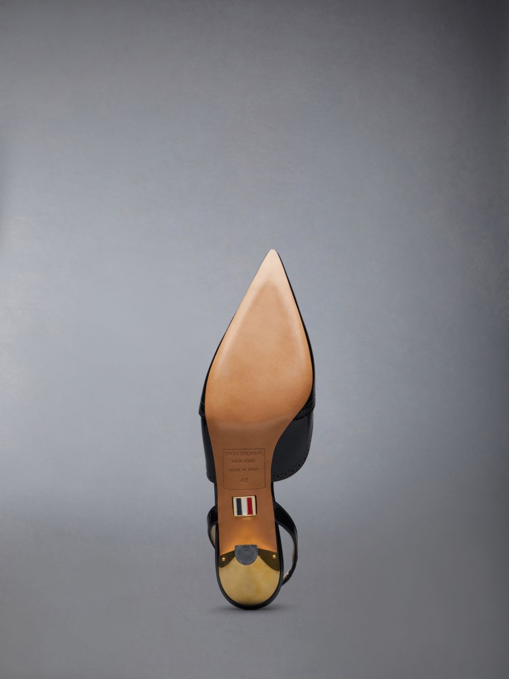Mules Thom Browne Smooth Calf Wingtip Curved Heel Slingback Femme Noir | BNP54N27897