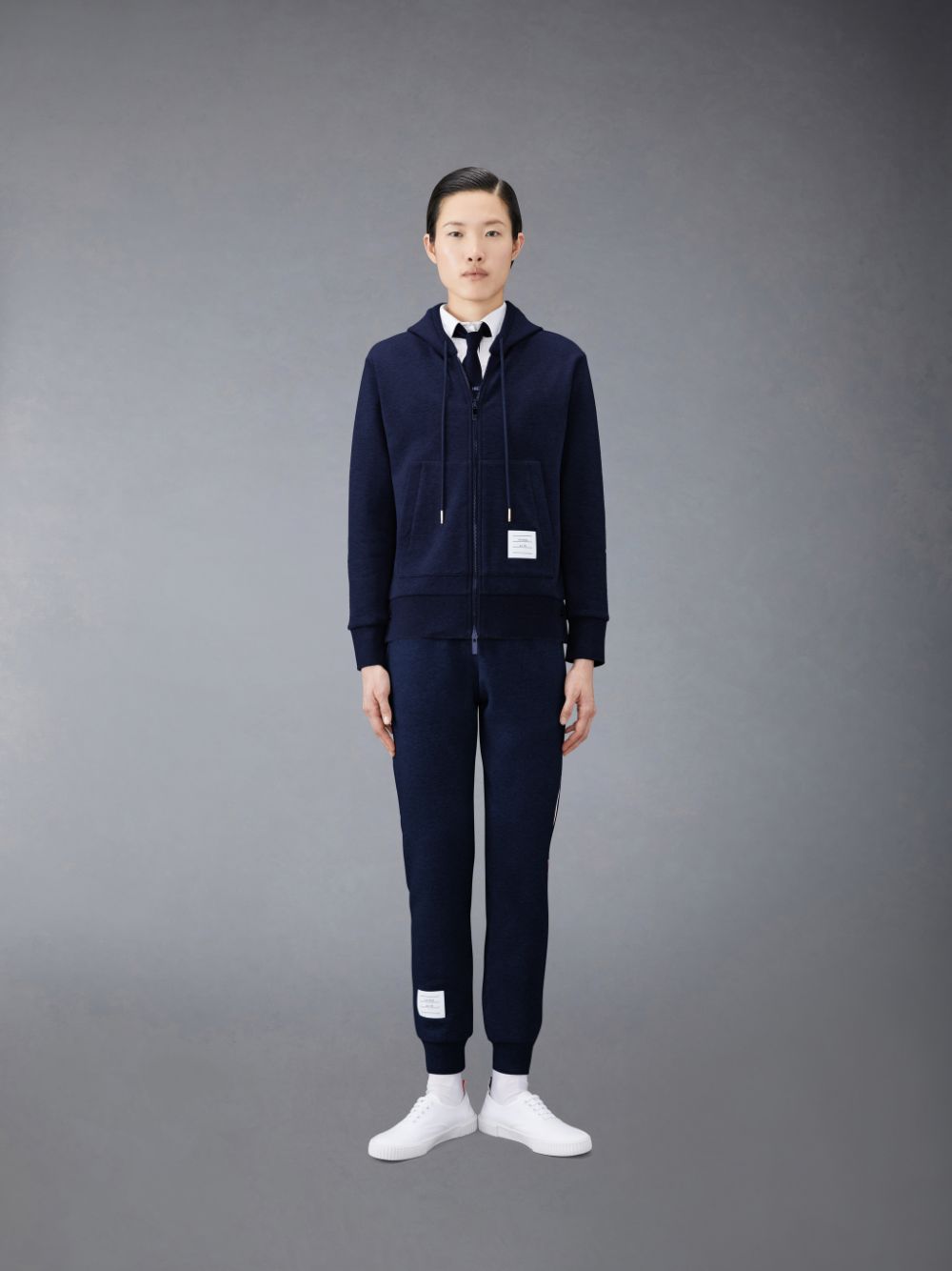 Pantalon Survêtement Thom Browne Classic Loopback Stripe Femme Bleu | EUC60L86795