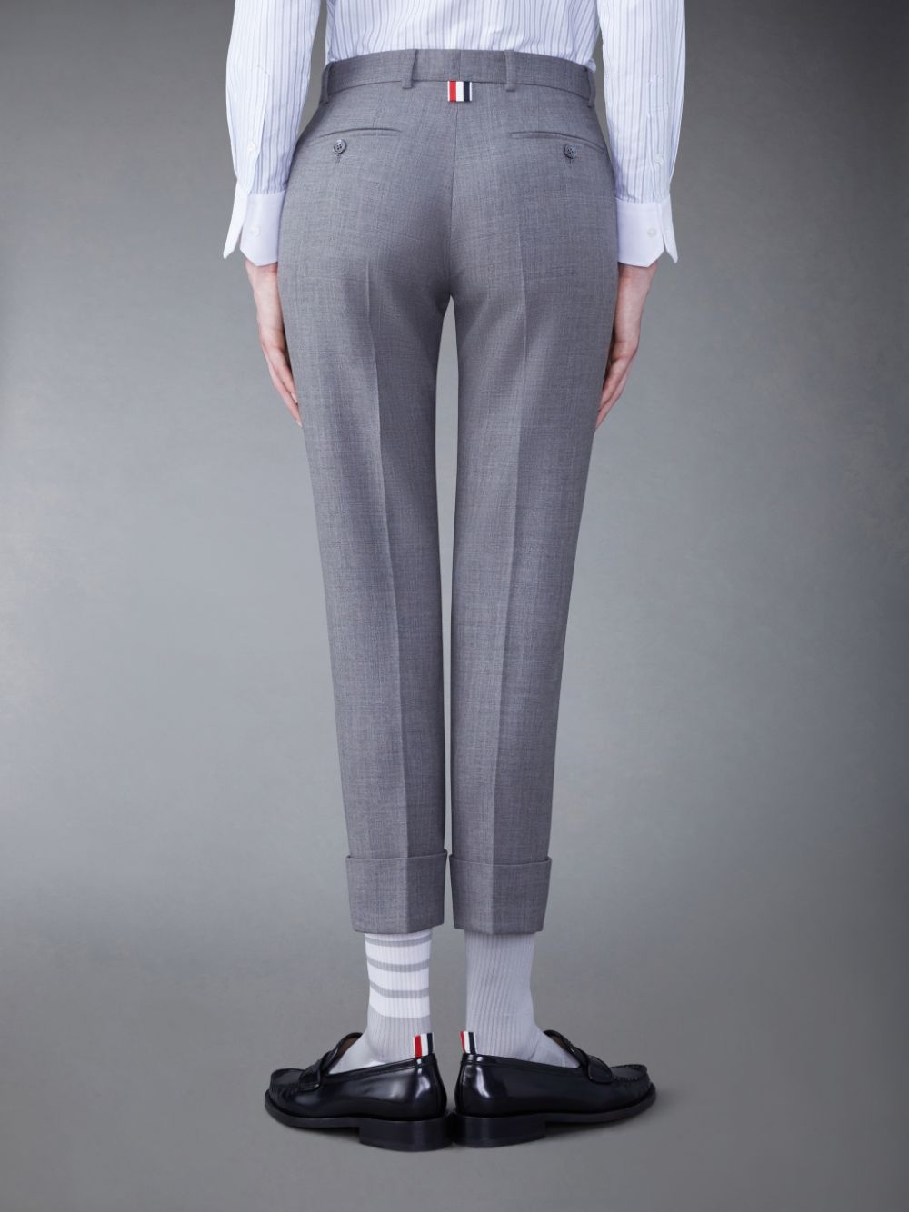 Pantalon Thom Browne Fresco Low Rise Cigarette Femme Grise | ZYV99P88168