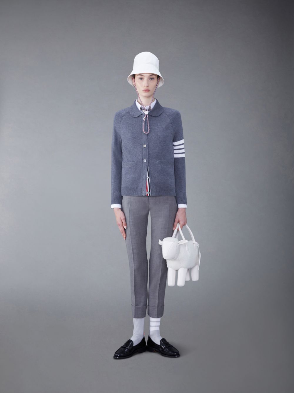 Pantalon Thom Browne Fresco Low Rise Cigarette Femme Grise | ZYV99P88168