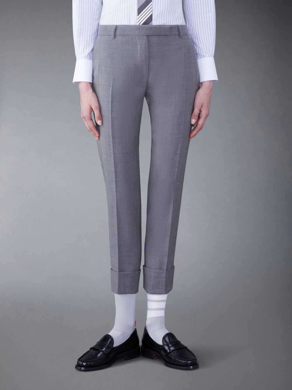 Pantalon Thom Browne Fresco Low Rise Cigarette Femme Grise | ZYV99P88168