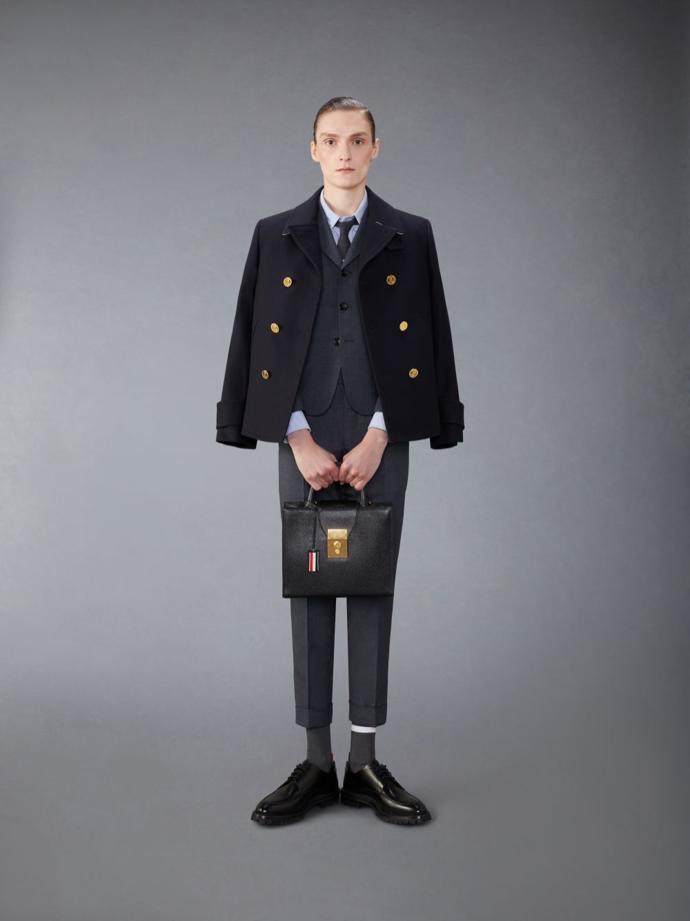 Pantalon Thom Browne School Uniform Mid Rise Skinny Homme Grise | EDR49K61776