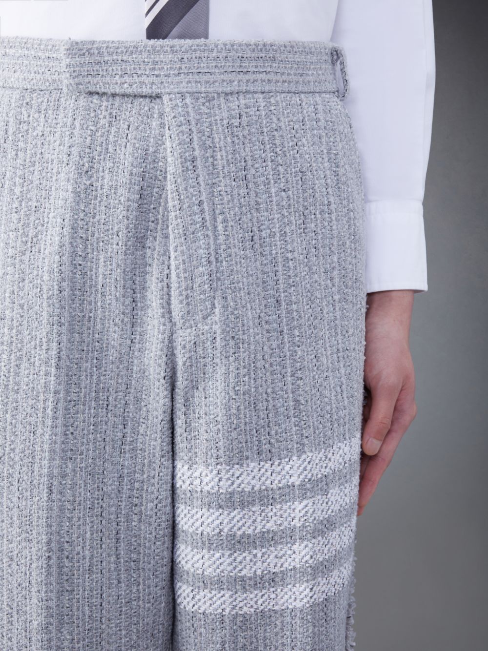 Pantalon Thom Browne Tweed Fray 4-Bar Sack Homme Grise | HMM91D42687