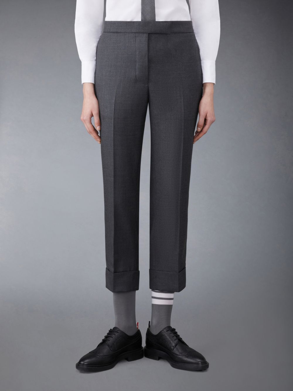 Pantalon Thom Browne Twill Classic Backstrap Femme Grise | RUF03W54530