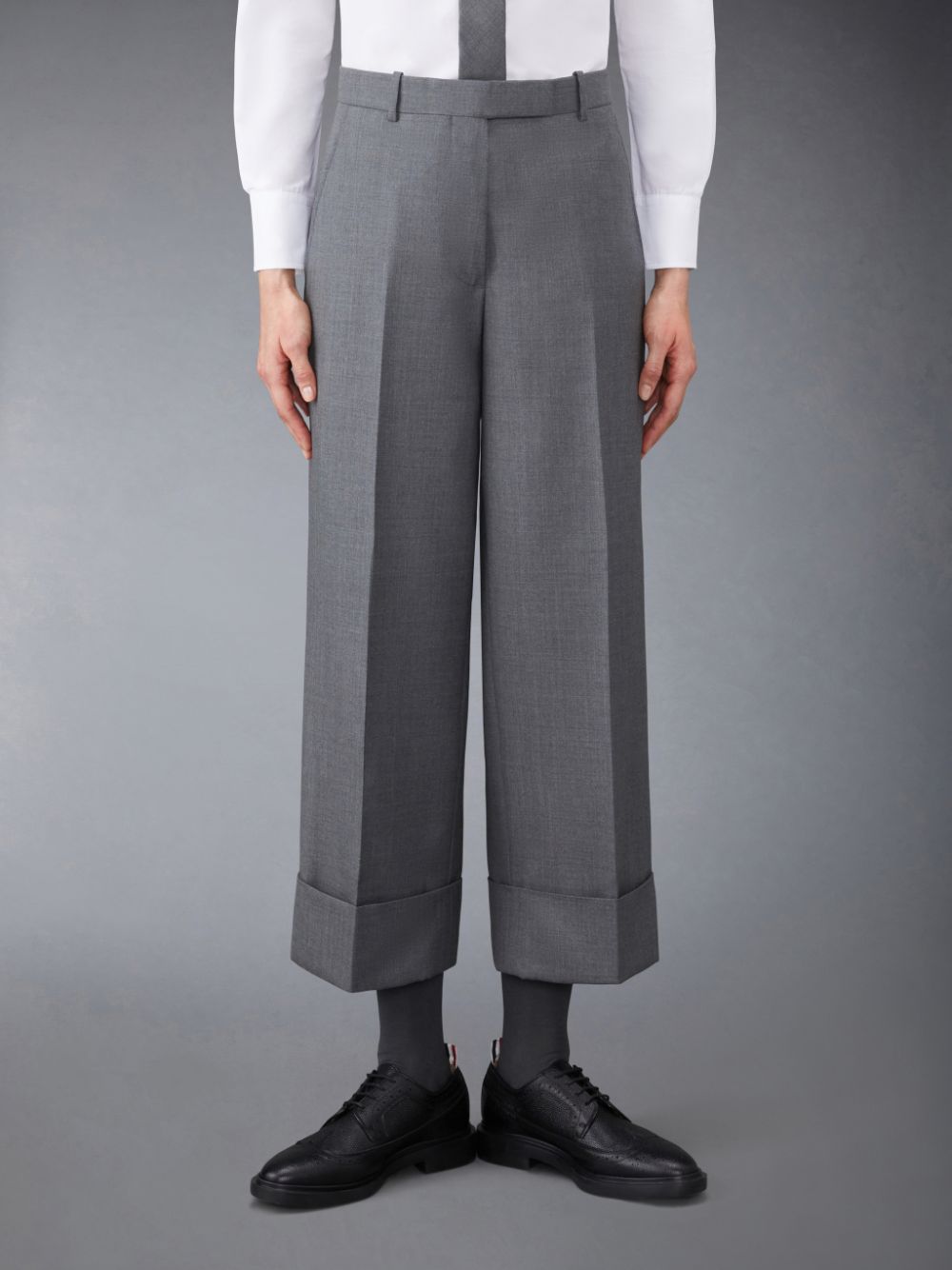 Pantalon Thom Browne Twill Sack Femme Grise | EAF17D78651