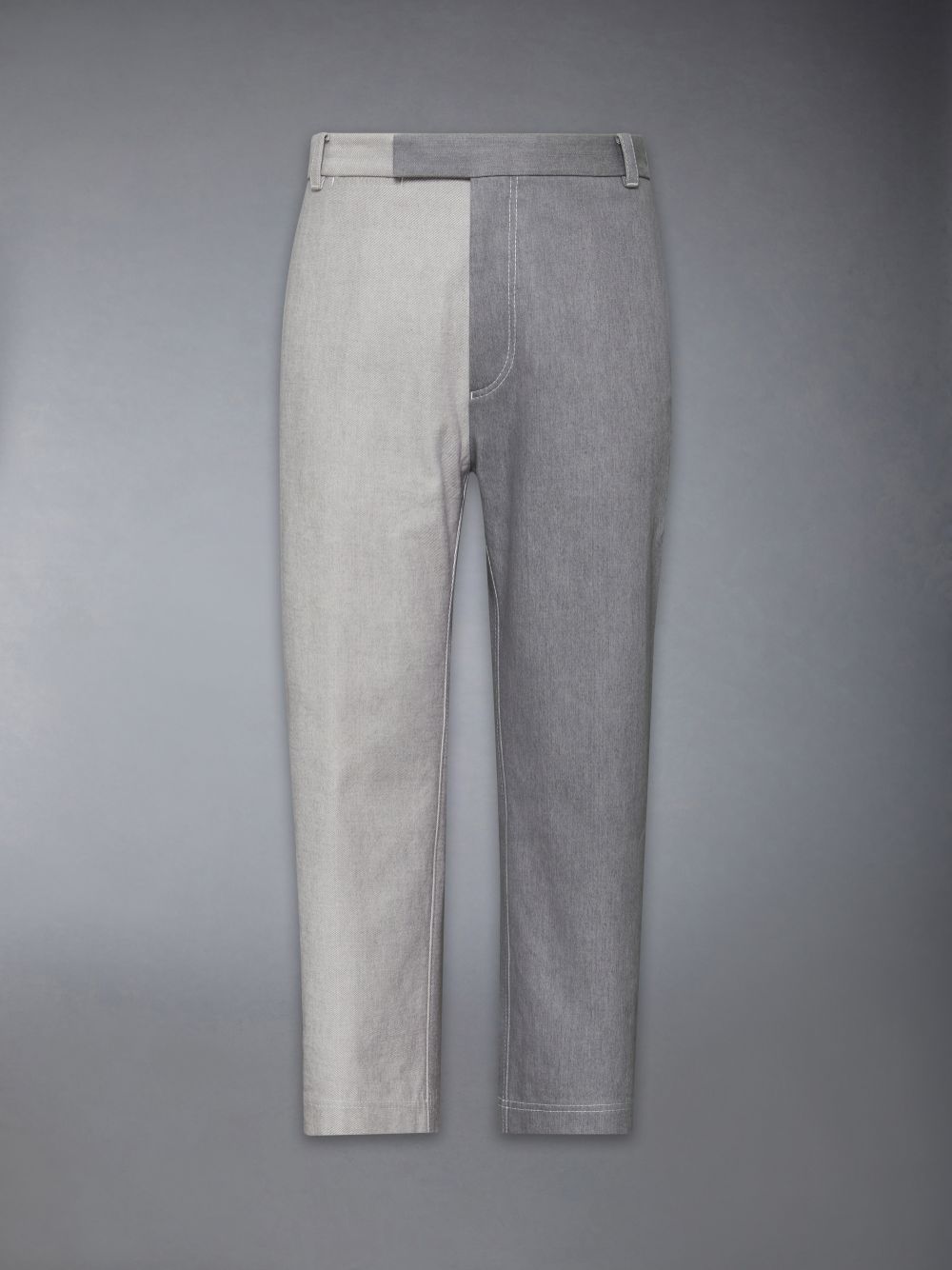 Pantalon Thom Browne Washed Denim Contrast Topstitching Unconstructed Straight Leg Homme Grise | BYI62S07729