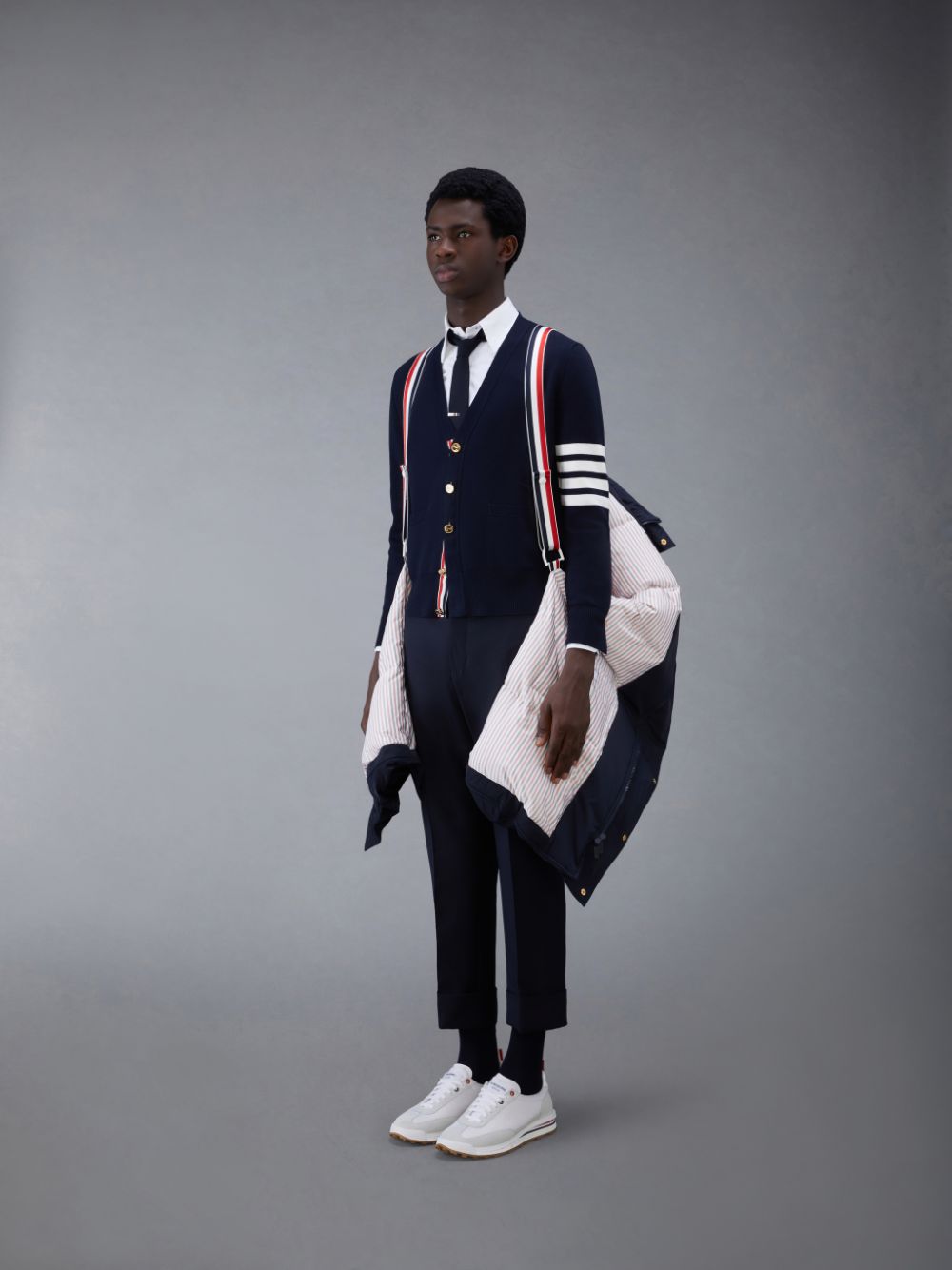 Parka Thom Browne Twill 4-Bar Football Sideline Homme Bleu | CPY93V57614