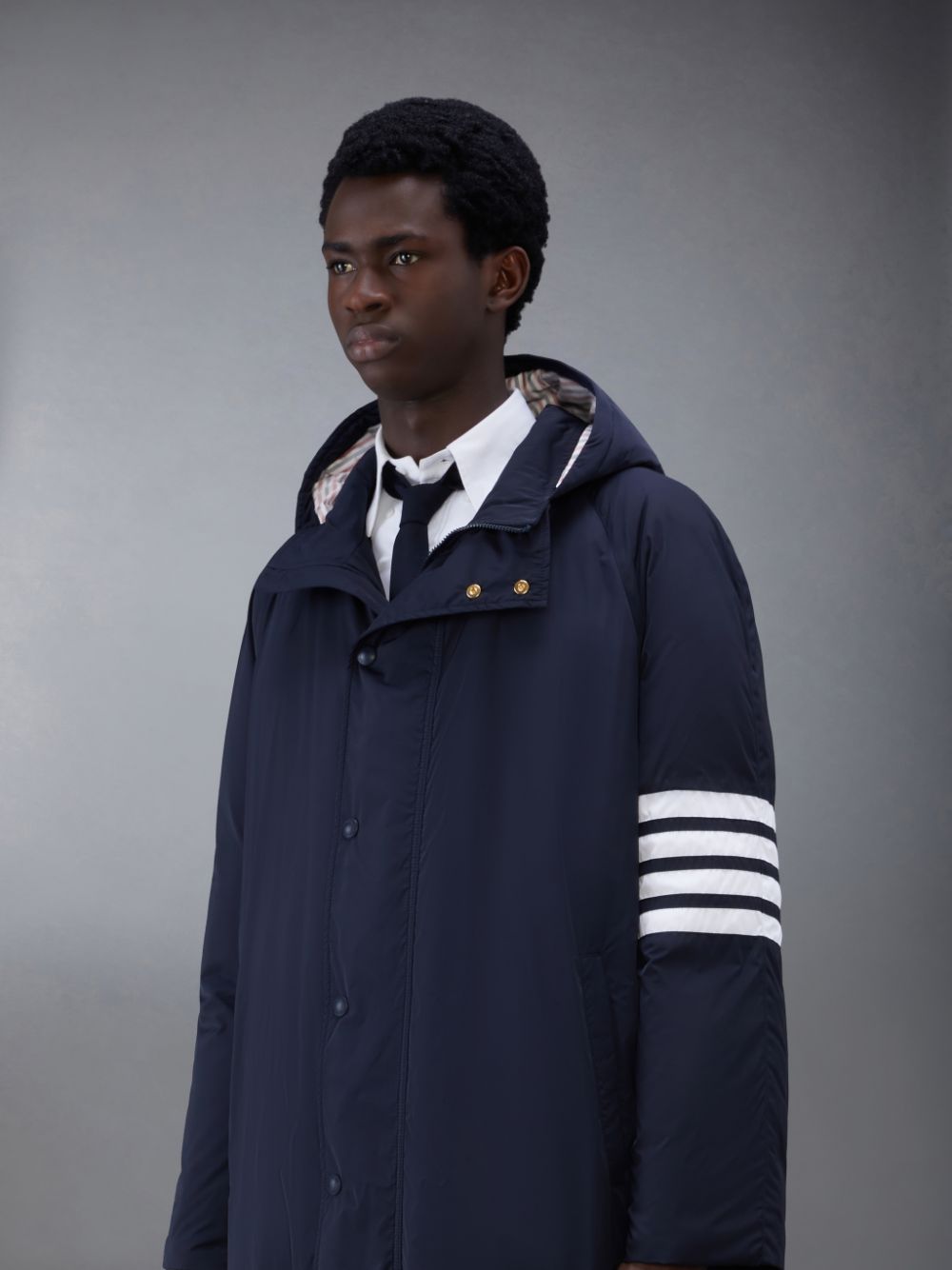 Parka Thom Browne Twill 4-Bar Football Sideline Homme Bleu | CPY93V57614