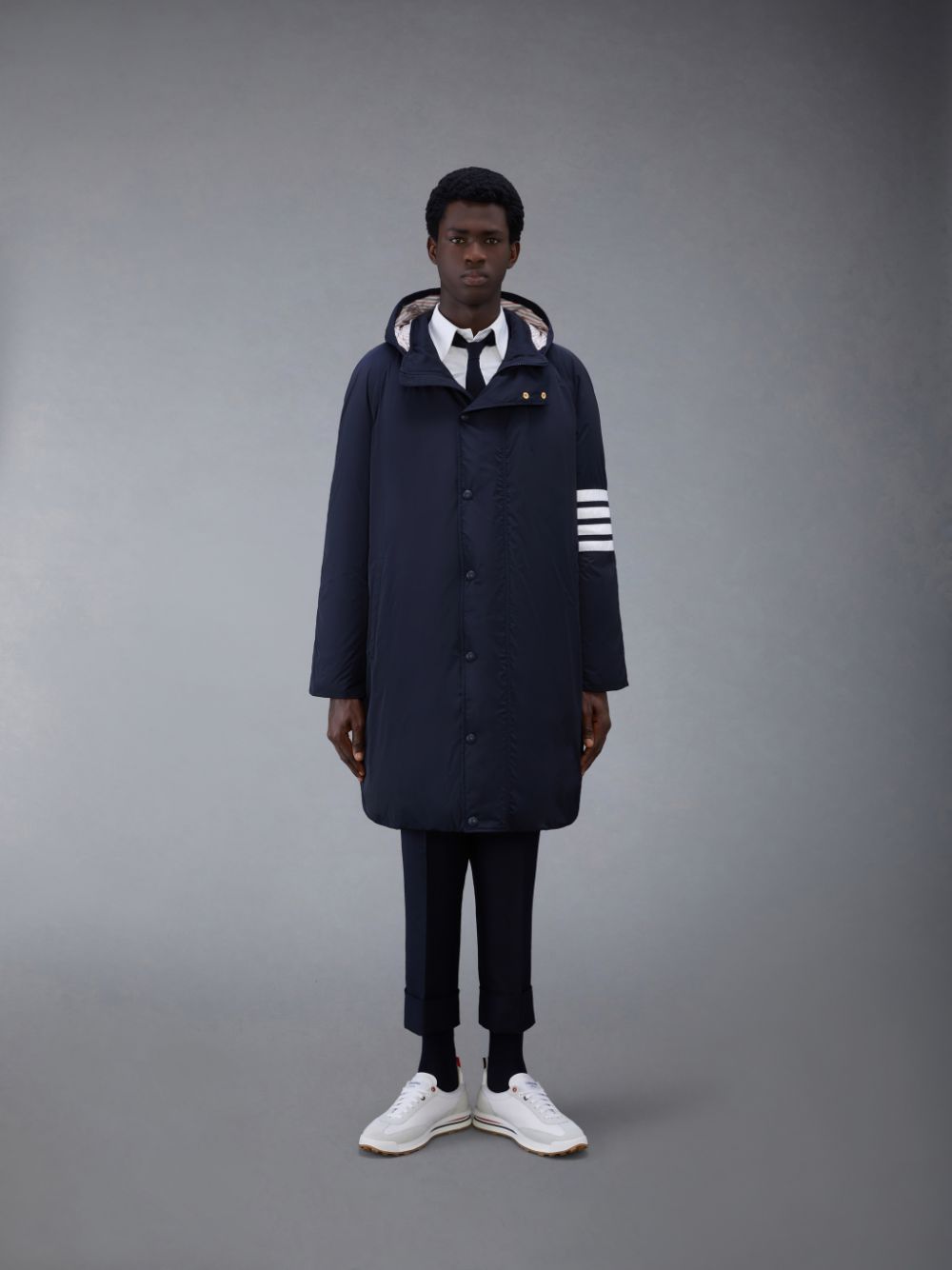 Parka Thom Browne Twill 4-Bar Football Sideline Homme Bleu | CPY93V57614