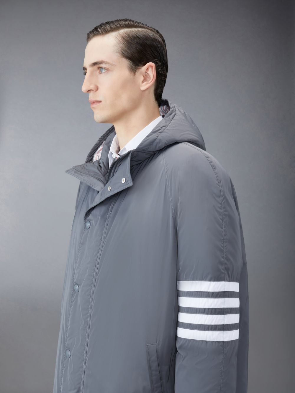 Parka Thom Browne Twill 4-Bar Football Sideline Homme Grise | JZN53X20858