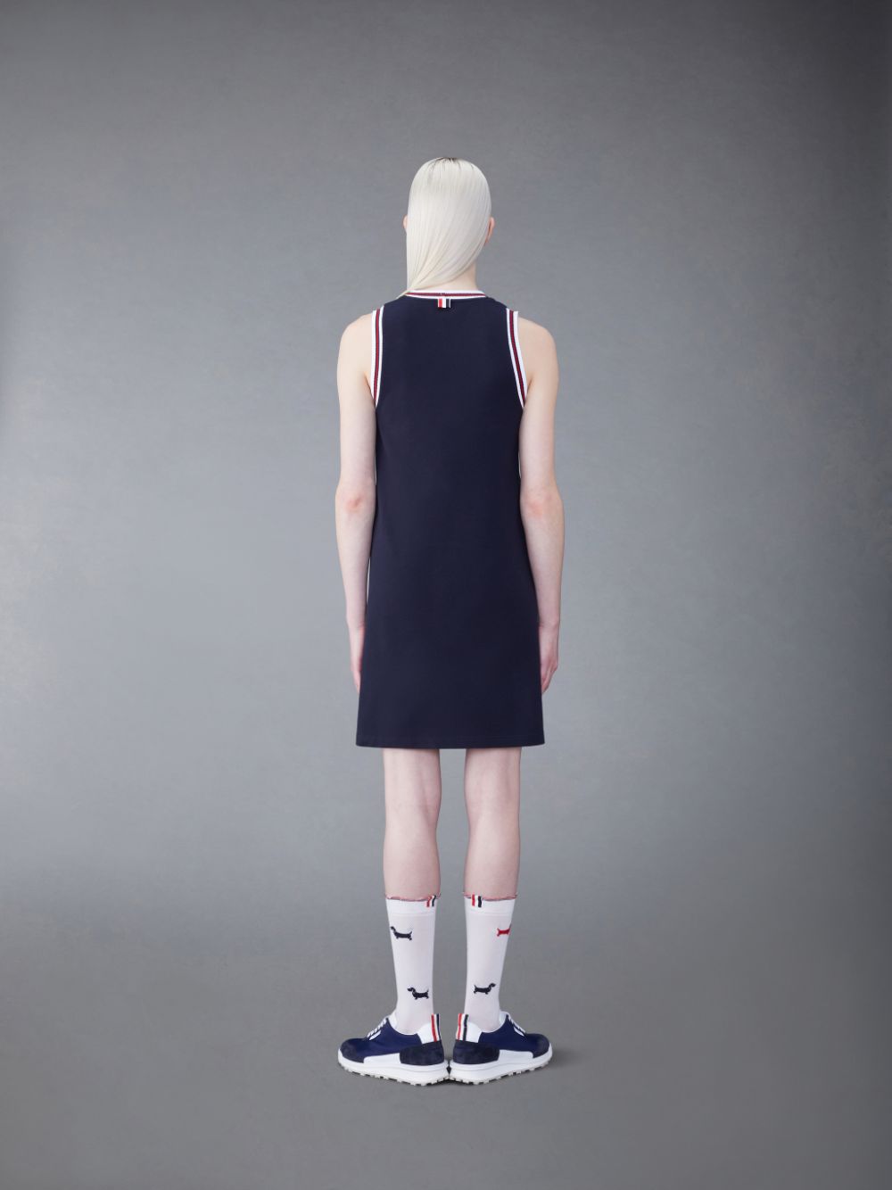 Peignoir Thom Browne Classic Pique Stripe V-Neck Tennis Femme Bleu | TCQ27H12616