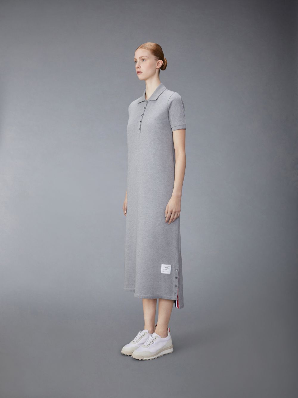 Peignoir Thom Browne Light Classic Cotton Pique Center Back Stripe A-line Short Sleeve Polo Shirt Femme Grise | TQI92L35238