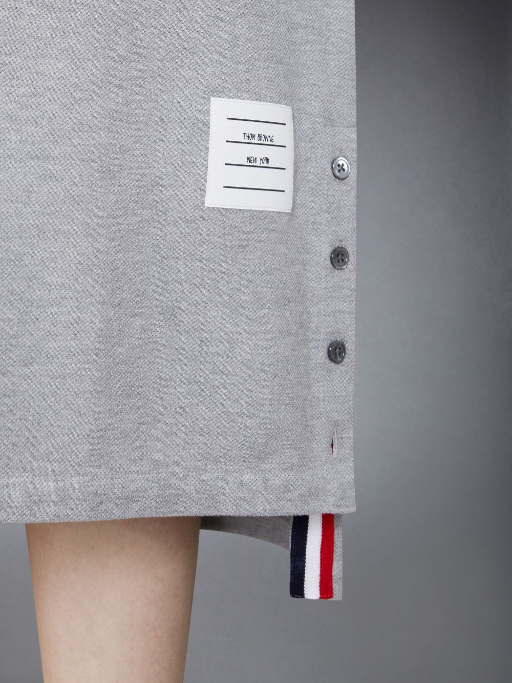 Peignoir Thom Browne Light Classic Cotton Pique Center Back Stripe A-line Short Sleeve Polo Shirt Femme Grise | TQI92L35238