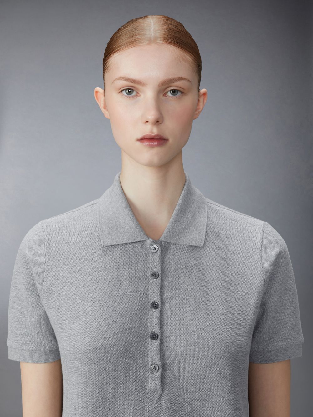 Peignoir Thom Browne Light Classic Cotton Pique Center Back Stripe A-line Short Sleeve Polo Shirt Femme Grise | TQI92L35238