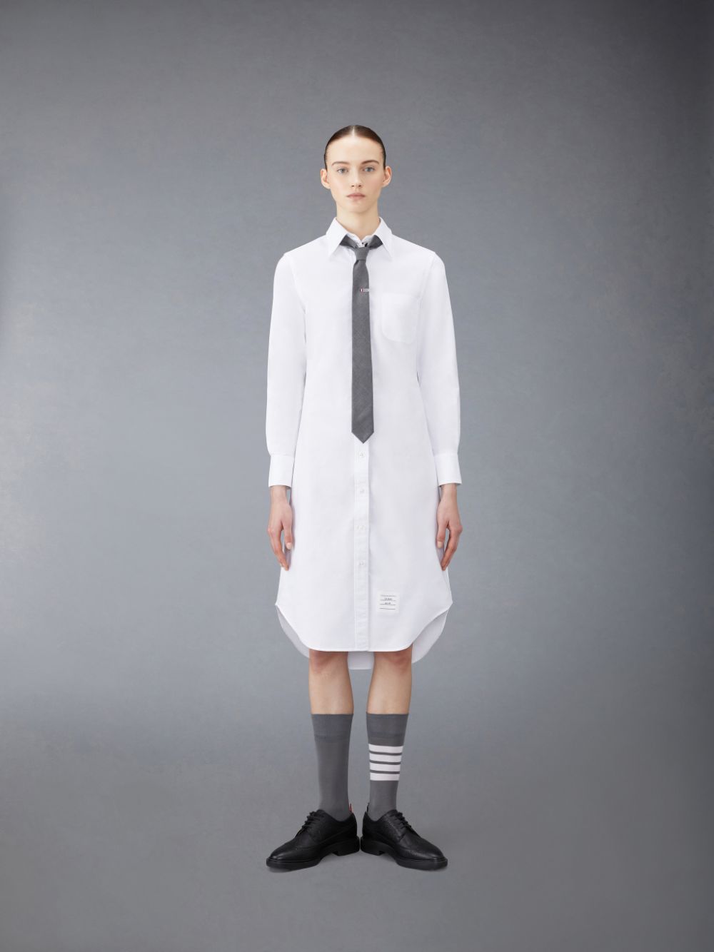 Peignoir Thom Browne Oxford Stripe Shirt Femme Blanche | TOL93D74711