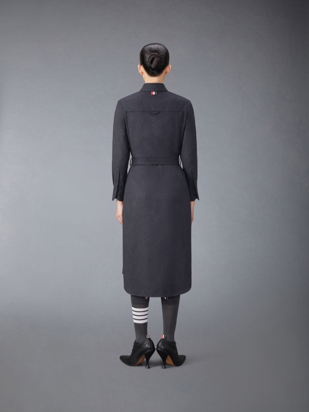 Peignoir Thom Browne Silk Cashmere Maxi Shirt Femme Grise | VNR66K32102
