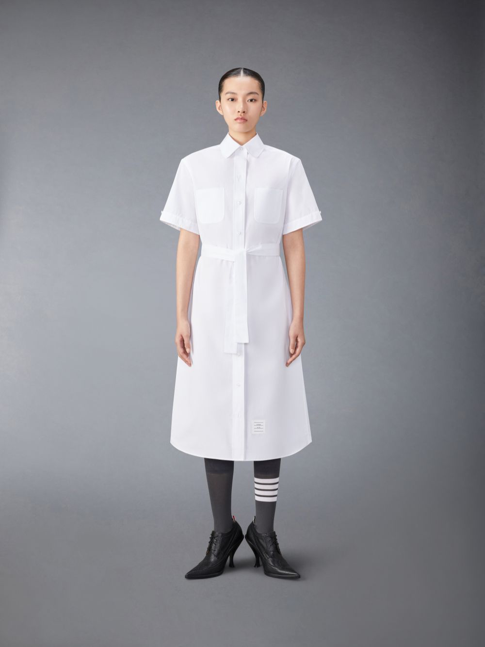 Peignoir Thom Browne Solid Poplin Midi Shirt Femme Blanche | RLO87S23705