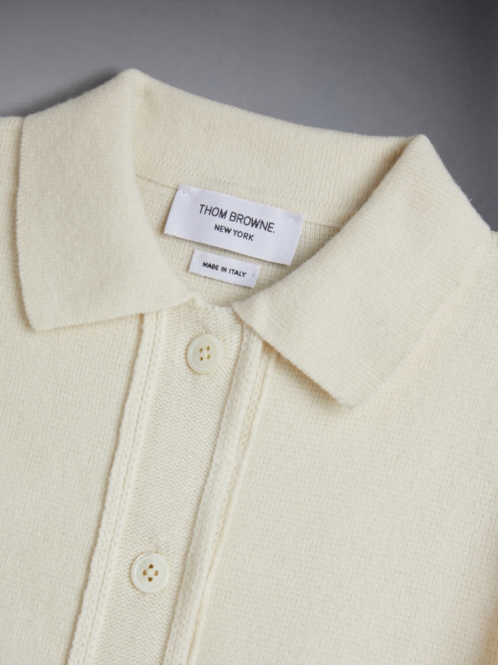 Peignoir Thom Browne Wool Cashmere Polo Cardigan Garcon Blanche | QLA66R06410