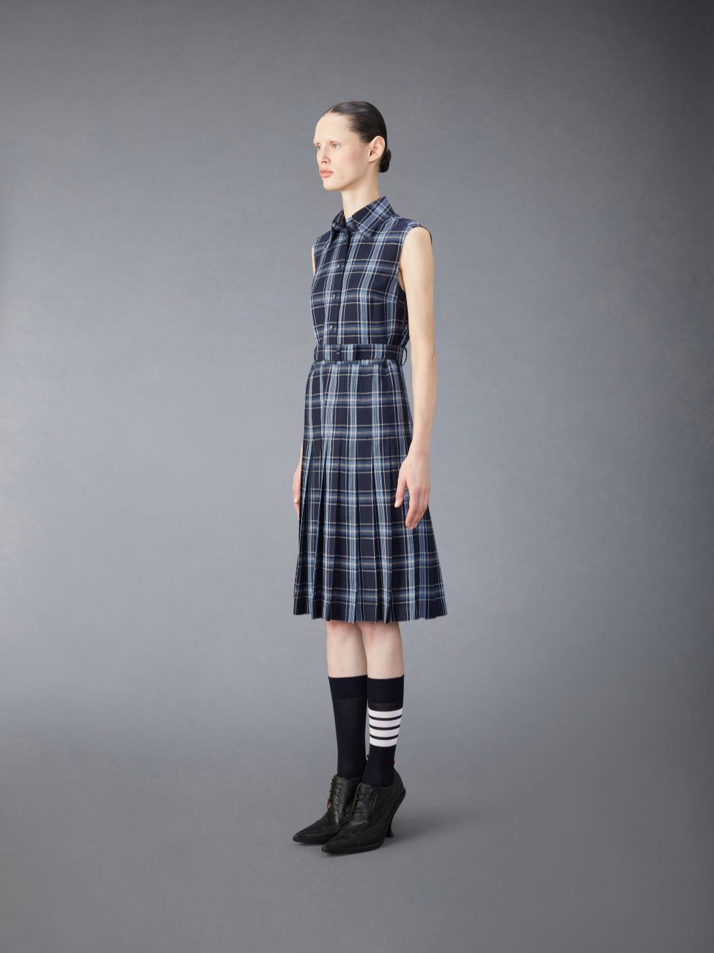 Peignoir Thom Browne Wool Linen Midi Belted Femme Bleu | QNU63G18583