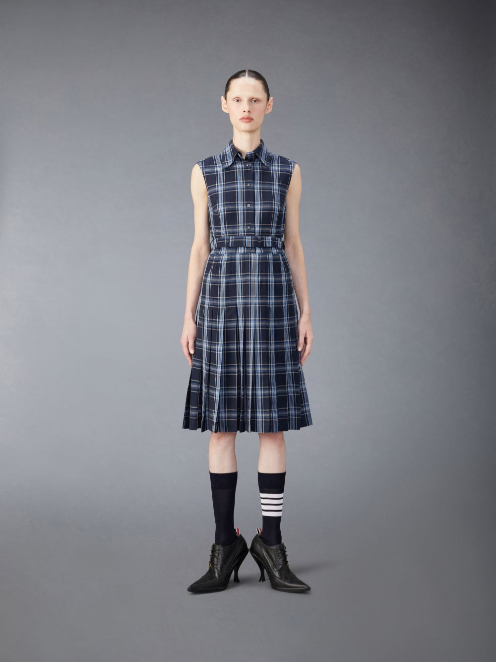 Peignoir Thom Browne Wool Linen Midi Belted Femme Bleu | QNU63G18583