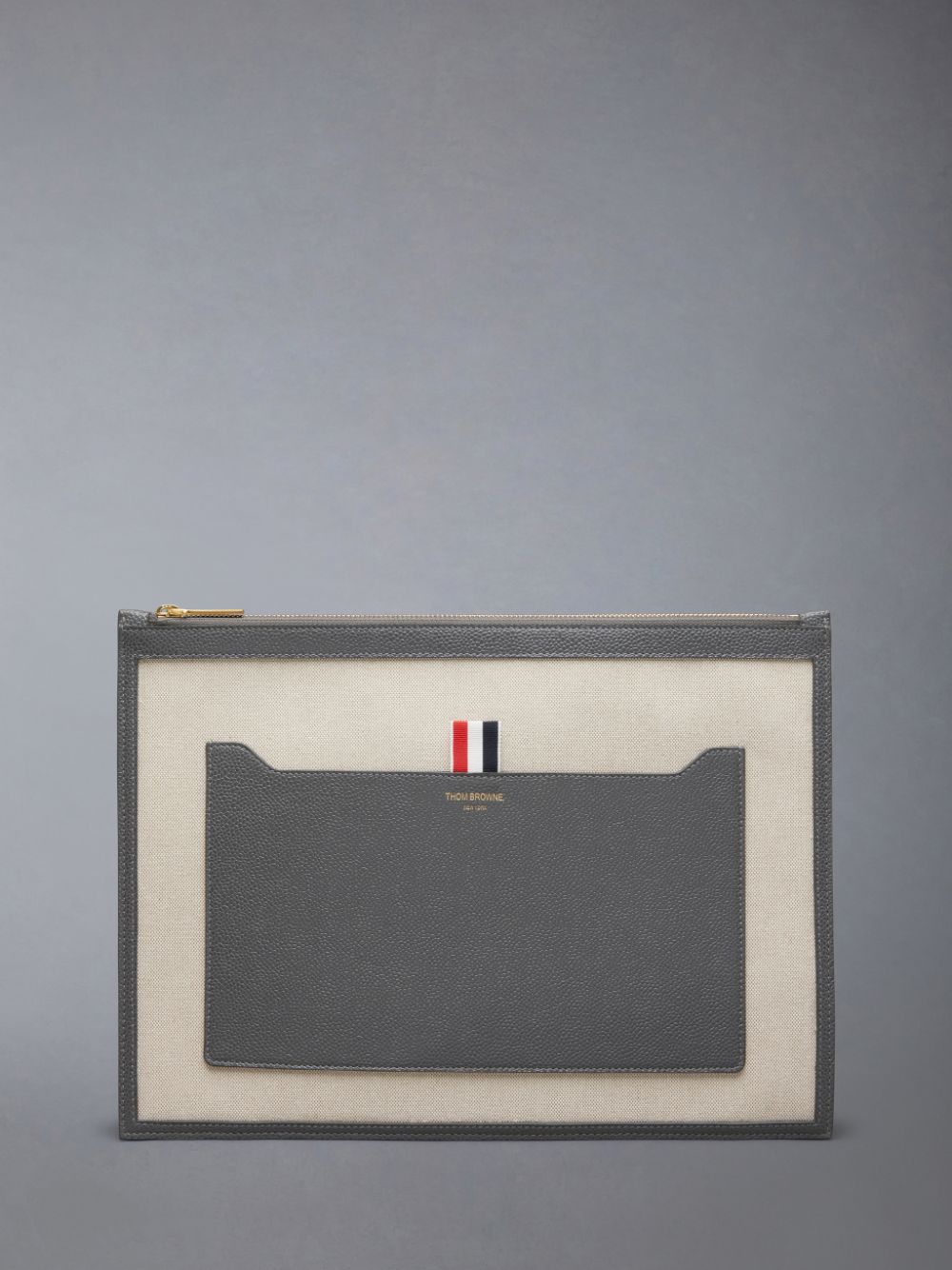 Pochettes Thom Browne Cotton Canvas Medium Homme Beige | RPJ03B27024