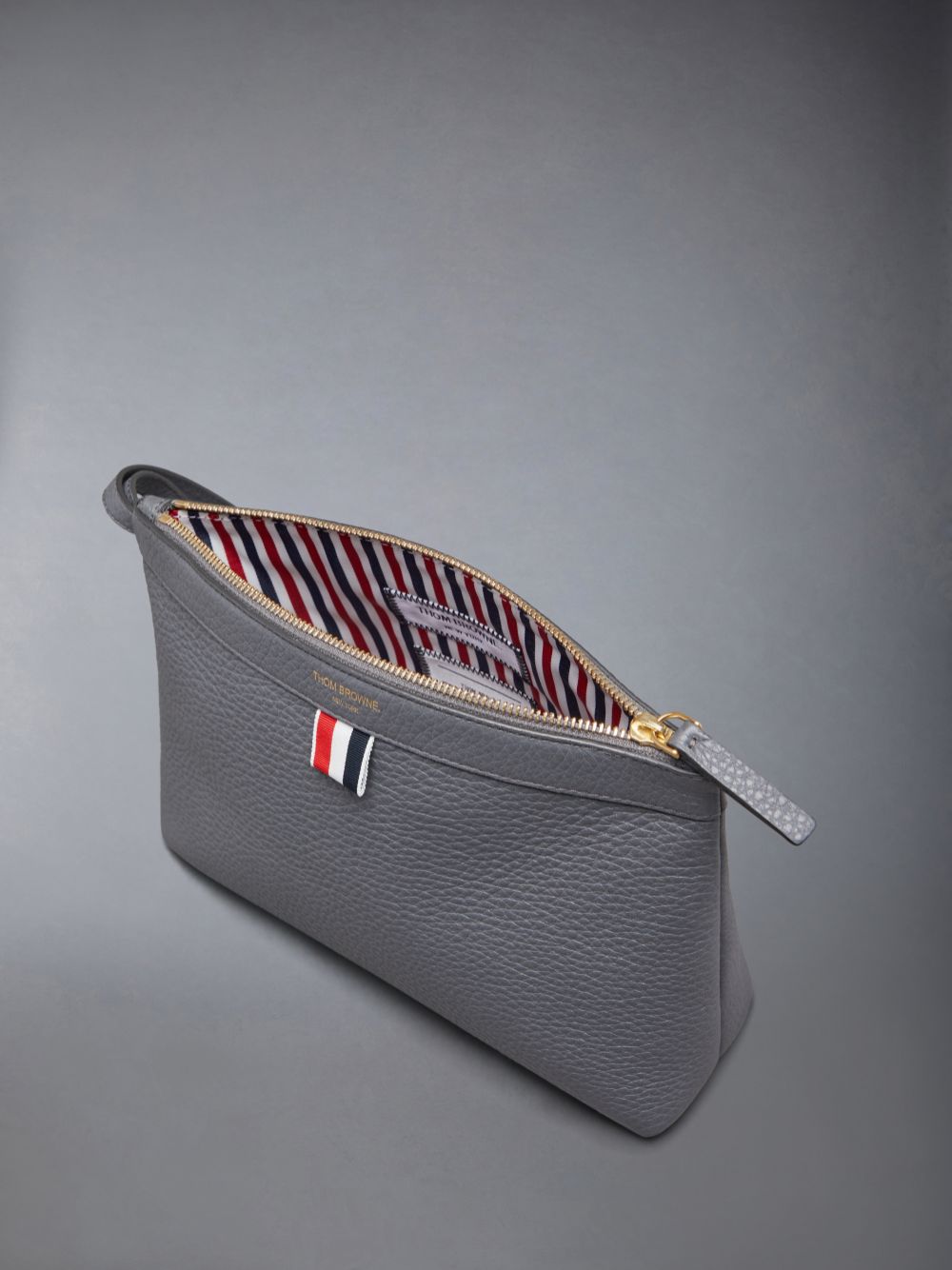 Pochettes Thom Browne Pebble Grain Toiletry Case Femme Grise | AER21Y66194