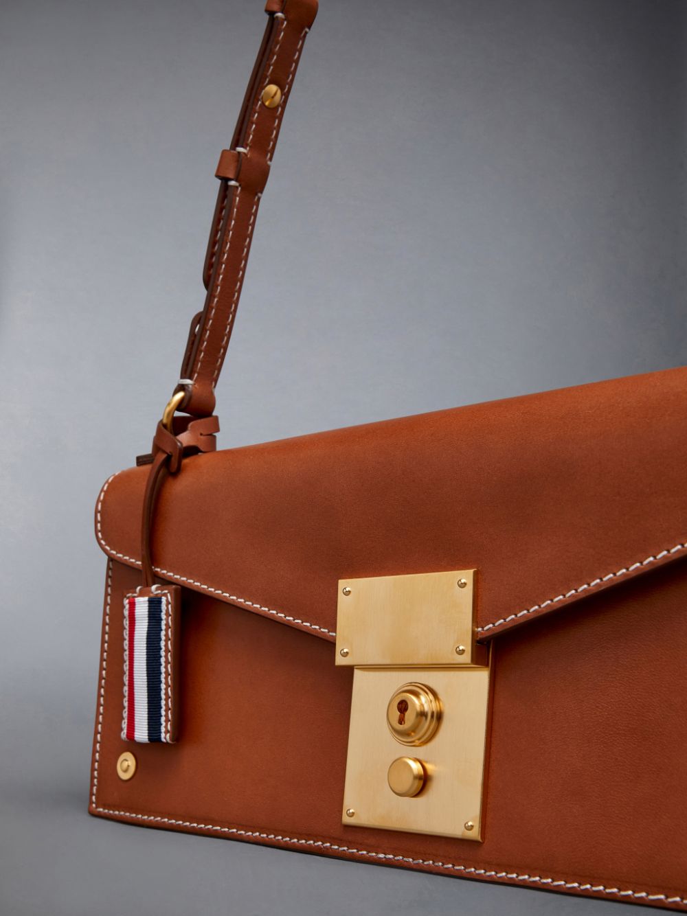 Pochettes Thom Browne Vacchetta Leather Mrs.uette Femme Marron | KHD21Q49088