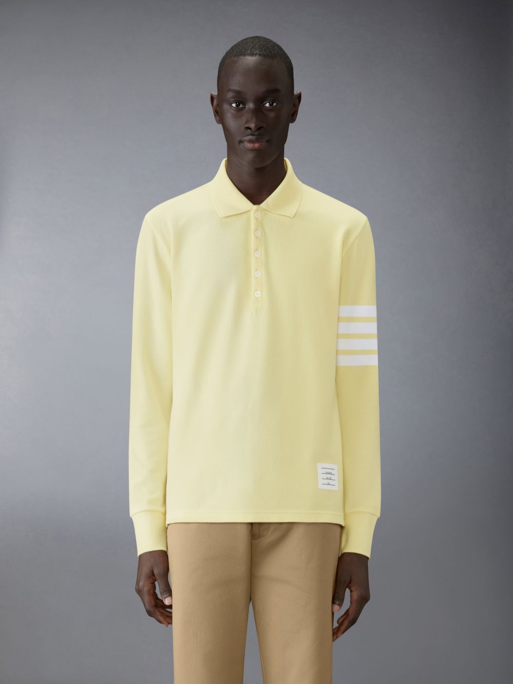Polo Thom Browne 4-Bar long-sleeve Homme Jaune | NPI67H88063