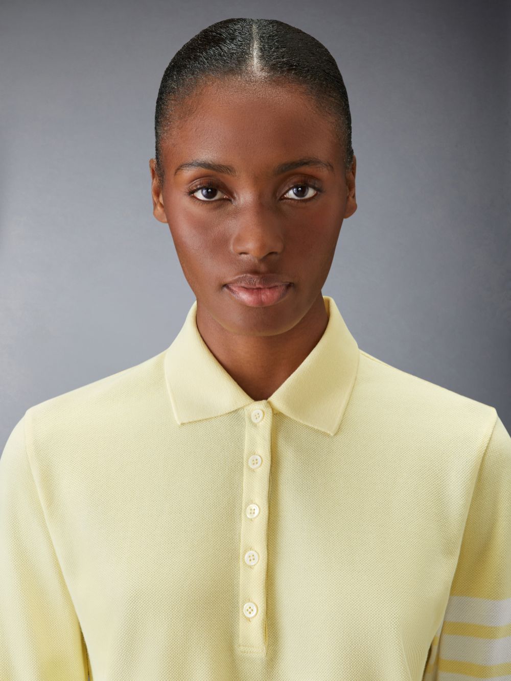 Polo Thom Browne 4-Bar long-sleeved Femme Jaune | SHR19B78092