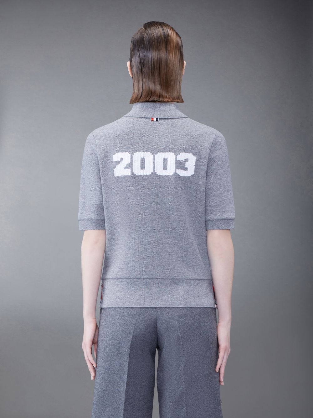 Polo Thom Browne CASHMERE PIQUE 2003 RIB CUFF Femme Grise | PFE31N68685