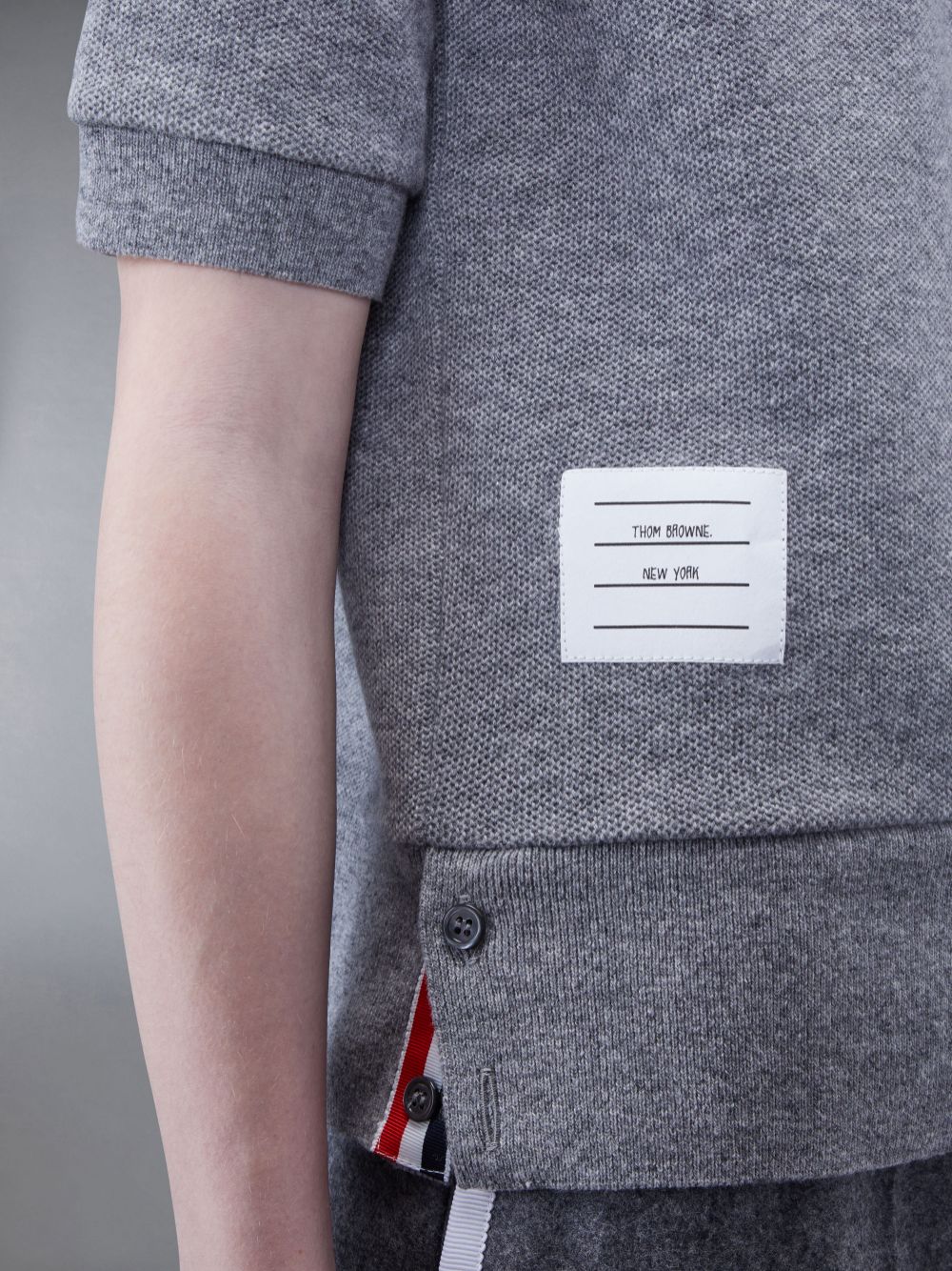 Polo Thom Browne CASHMERE PIQUE 2003 RIB CUFF Femme Grise | PFE31N68685