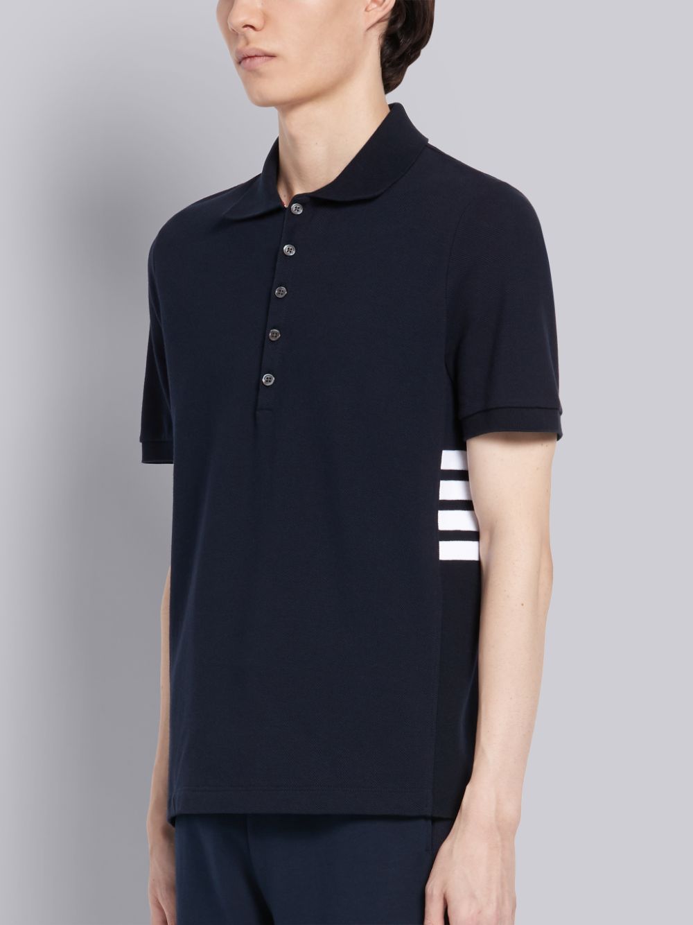 Polo Thom Browne Classic Cotton Pique Side Insert 4-Bar Homme Bleu Marine | OPO29C13565