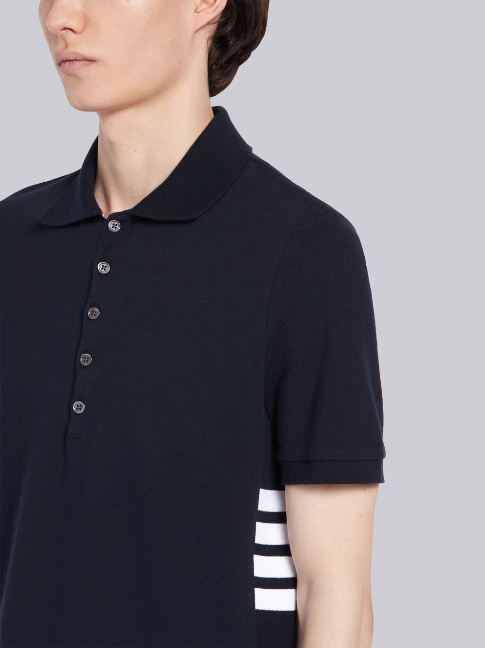 Polo Thom Browne Classic Cotton Pique Side Insert 4-Bar Homme Bleu Marine | OPO29C13565