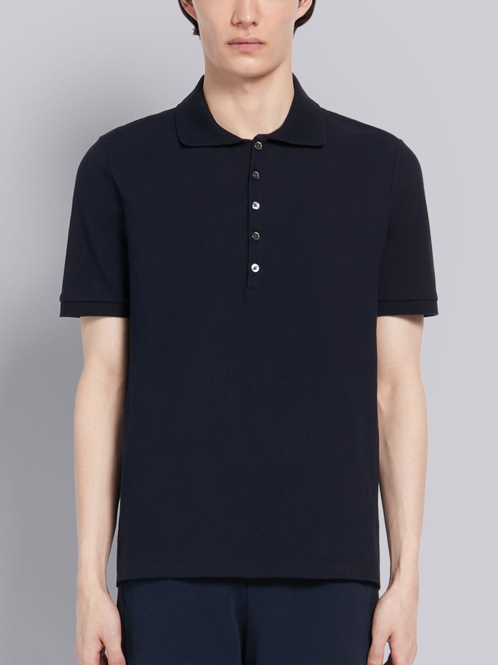 Polo Thom Browne Classic Cotton Pique Side Insert 4-Bar Homme Bleu Marine | OPO29C13565