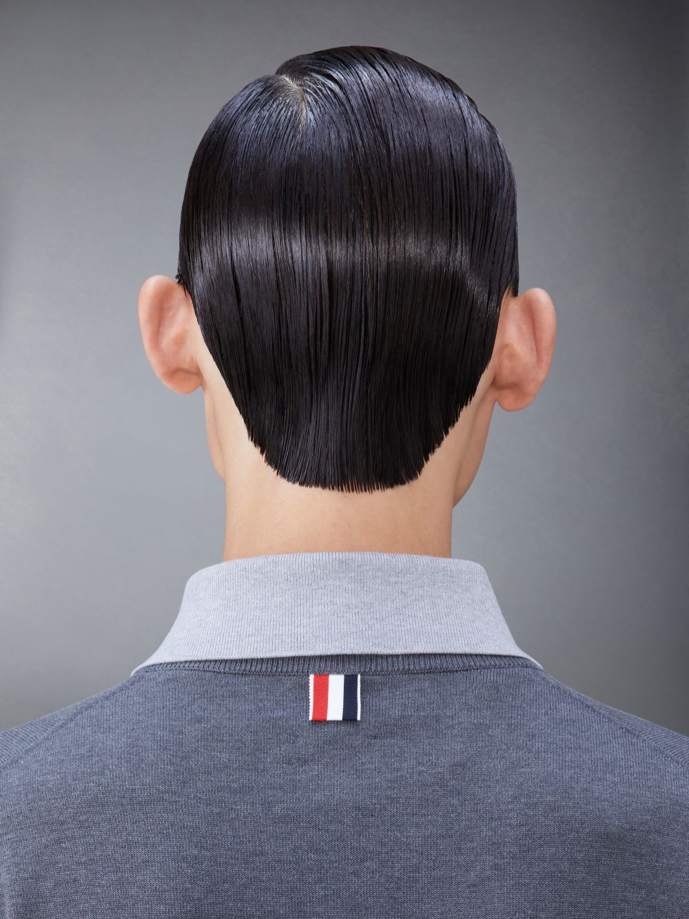 Polo Thom Browne Jersey 4-Bar V Neck Homme Grise | PIE01I40447