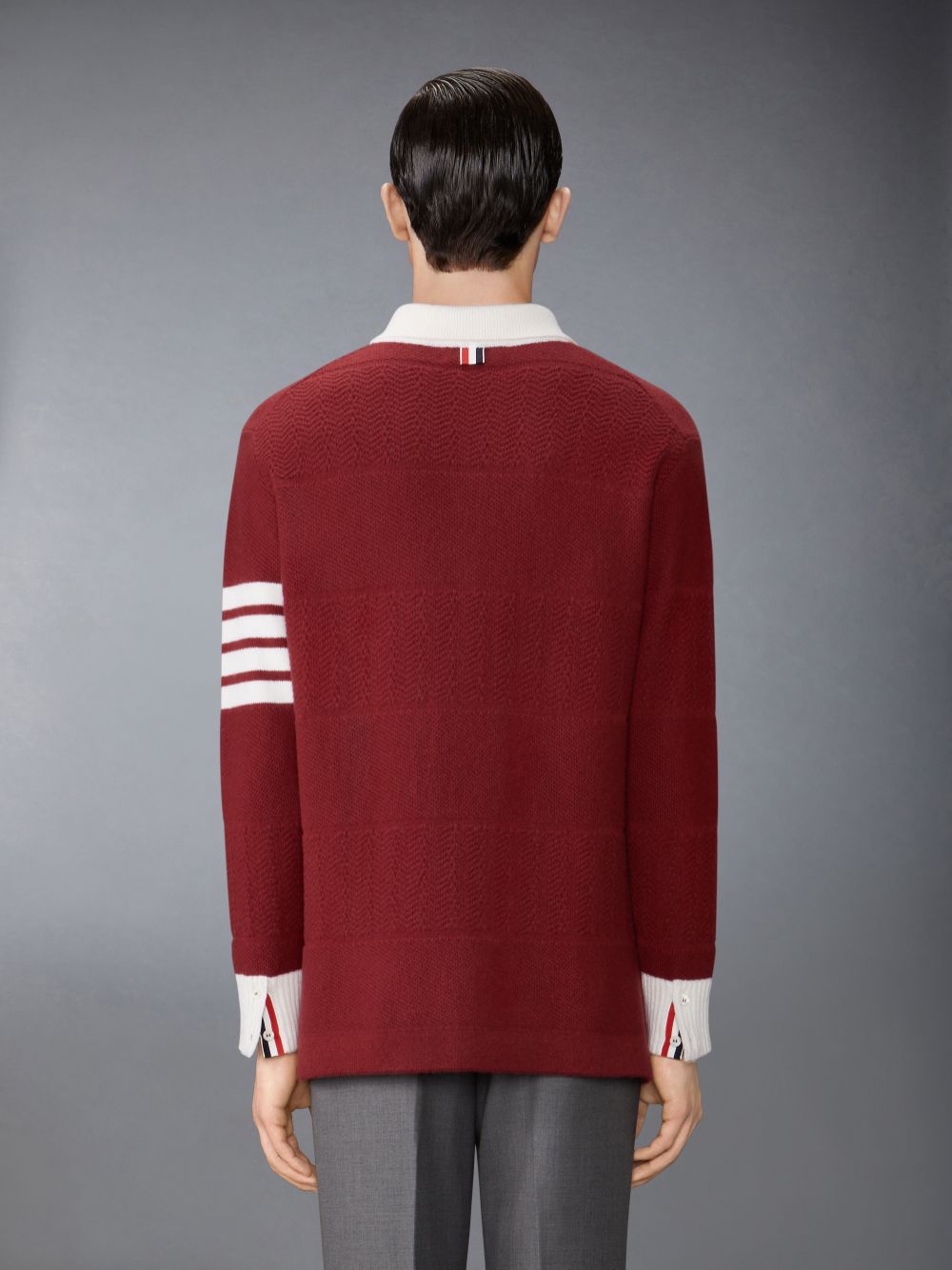 Polo Thom Browne Merino Wool Jersey Stitch Padded 4-Bar Zip up Hoodie Homme Rouge | LNX78Q50879