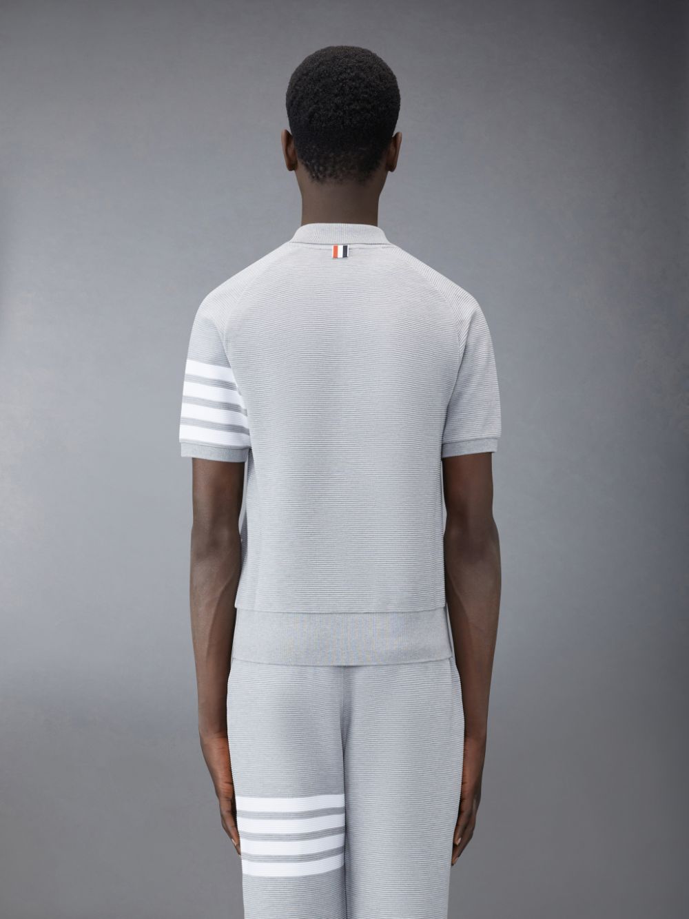 Polo Thom Browne Ottoman 4-Bar Saddle Sleeve Homme Grise | DQX71O18912