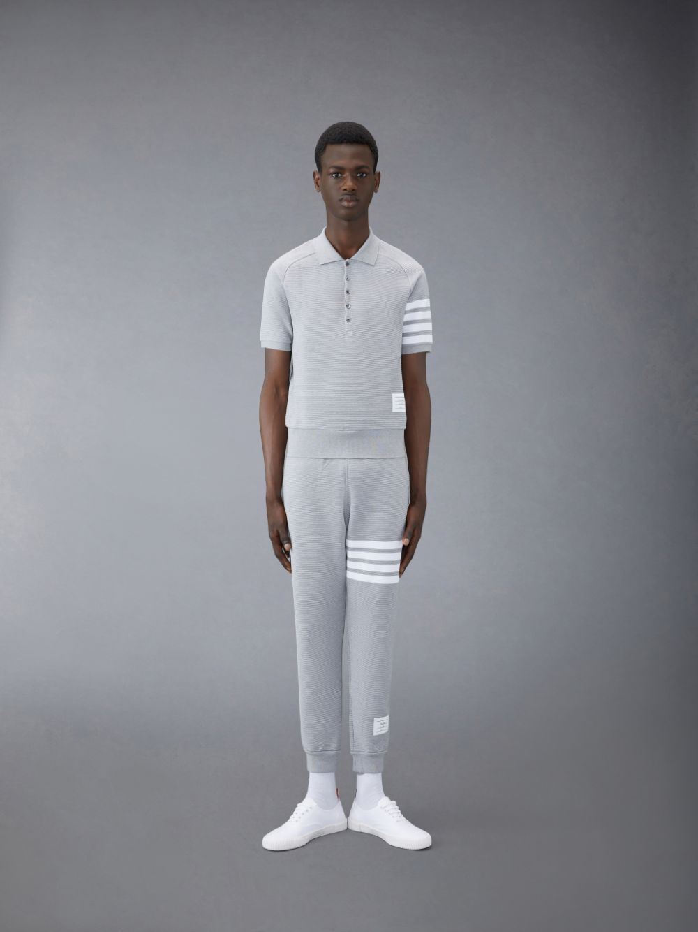 Polo Thom Browne Ottoman 4-Bar Saddle Sleeve Homme Grise | DQX71O18912