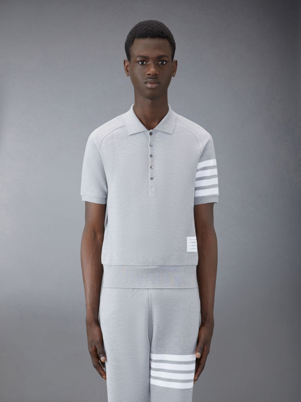 Polo Thom Browne Ottoman 4-Bar Saddle Sleeve Homme Grise | DQX71O18912
