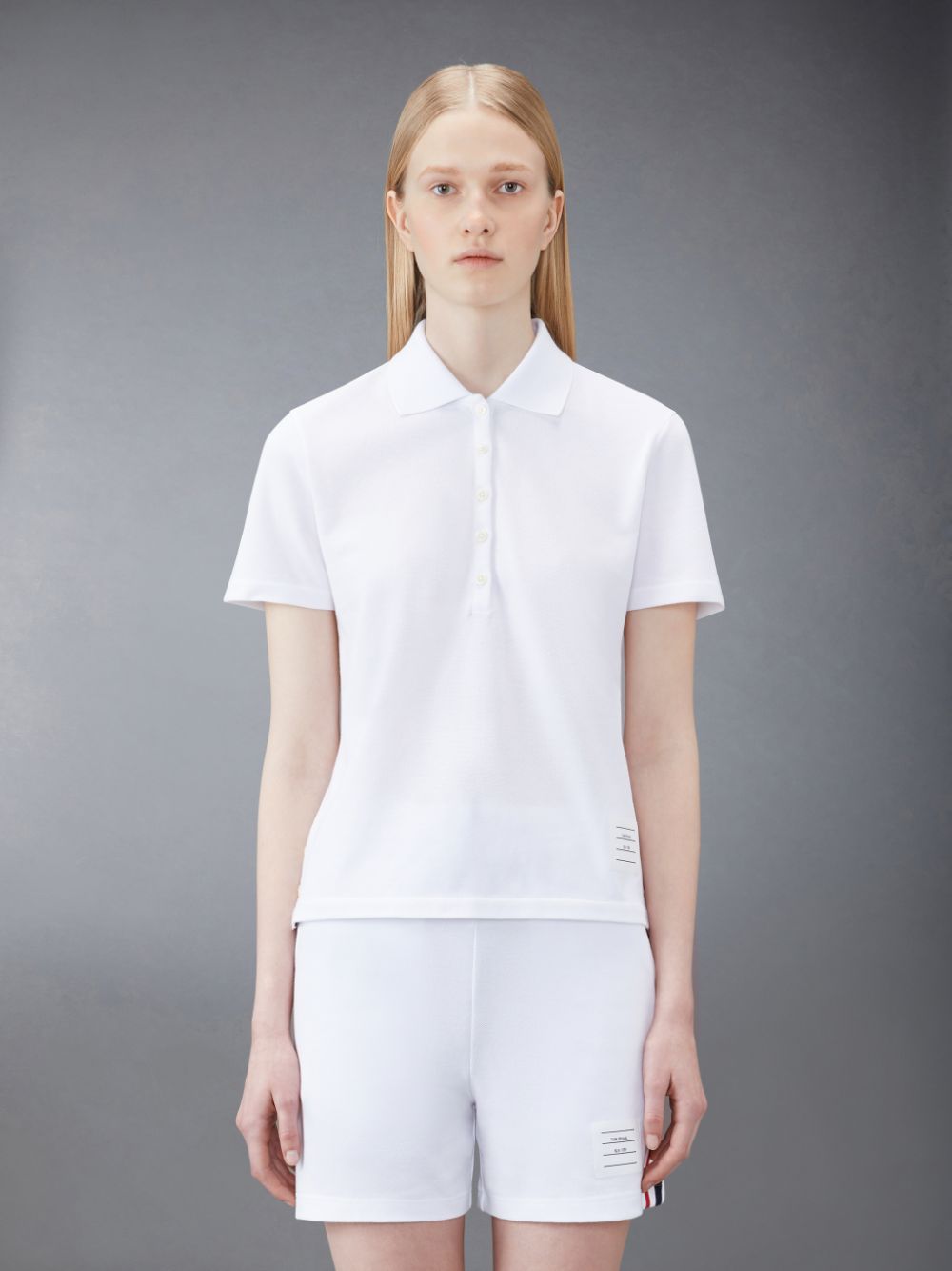 Polo Thom Browne Pique Relaxed Stripe Femme Blanche | ZRK46S02423